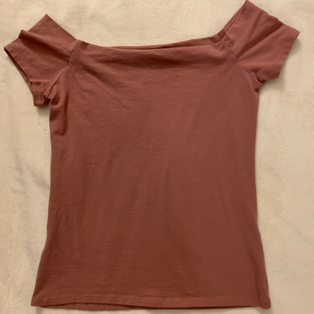 Pink garage off the shoulder top